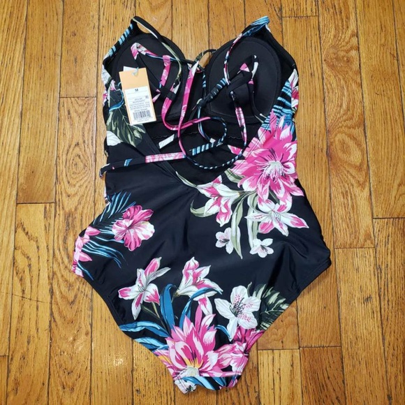 NWT Kona Sol Hawaiian Floral One-Piece Swimsuit - Picture 4 of 5
